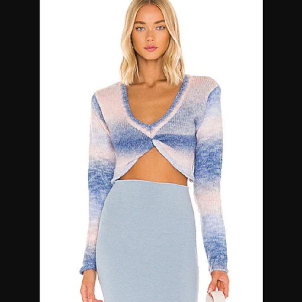 For Love And Lemons Celeste Twist Front Crop Sweater SZ L NWT